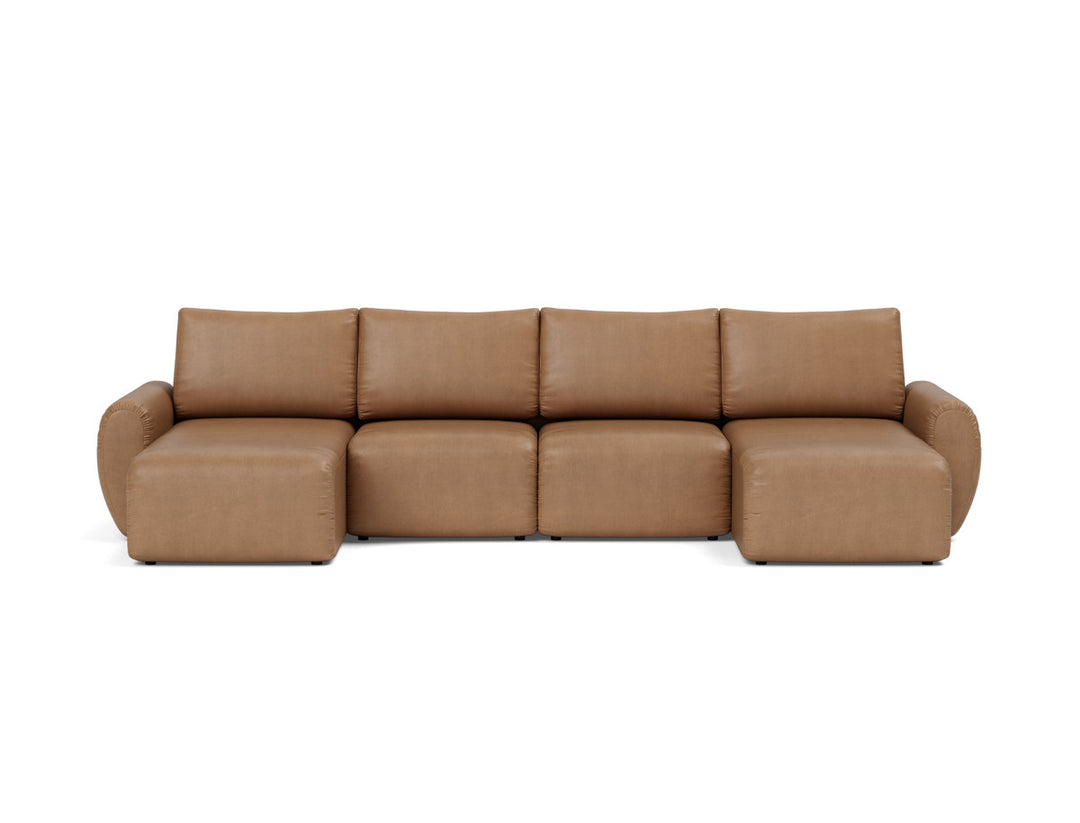 Canapea extensibila in forma de U Norum cu brate rotunjite 145x320cm, tesatura la alegere #material_551-faunal-brown