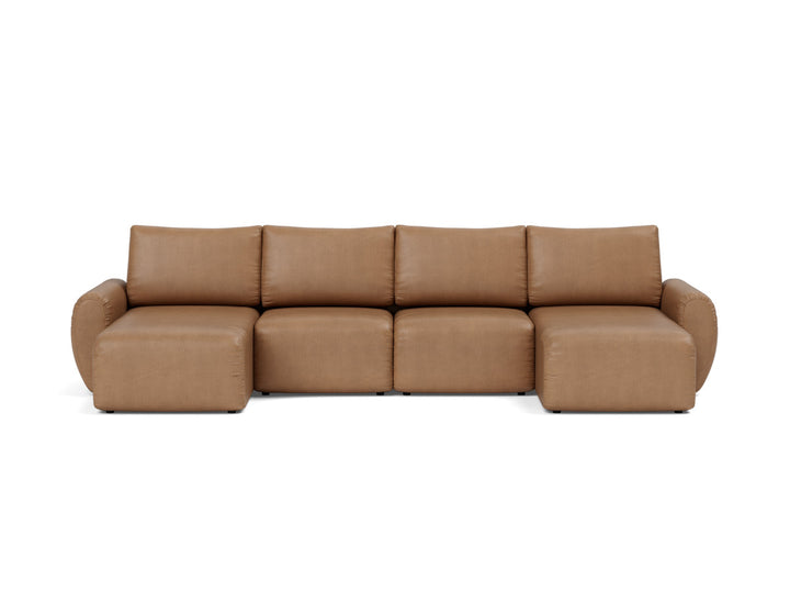 Canapea extensibila in forma de U Norum cu brate rotunjite 145x320cm, tesatura la alegere #material_551-faunal-brown
