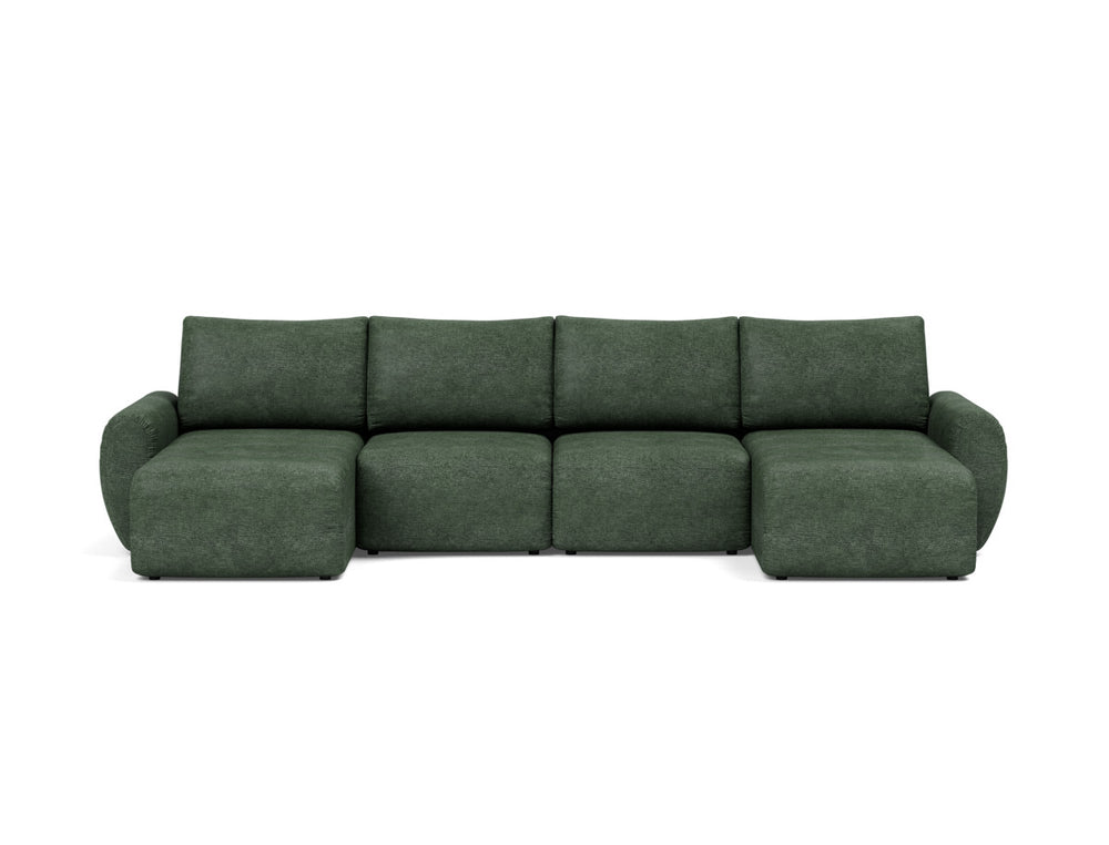 Canapea extensibila in forma de U Norum cu brate rotunjite 145x320cm, tesatura la alegere #material_281-avella-pine-green