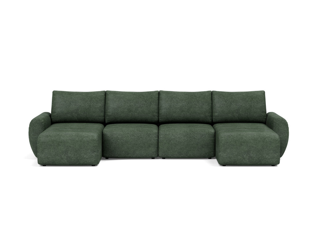 Canapea extensibila in forma de U Norum cu brate rotunjite 145x320cm, tesatura la alegere #material_281-avella-pine-green
