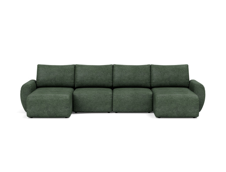 Canapea extensibila in forma de U Norum cu brate rotunjite 145x320cm, tesatura la alegere #material_281-avella-pine-green