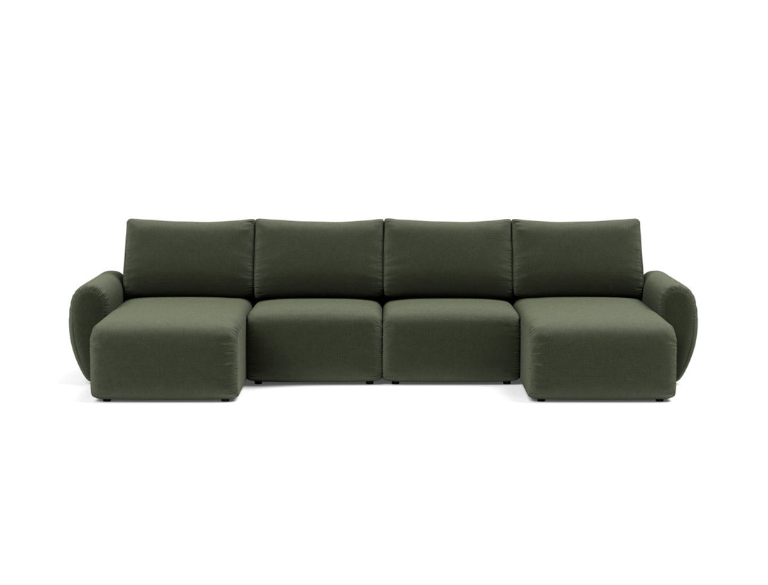Canapea extensibila in forma de U Norum cu brate rotunjite 145x320cm, tesatura la alegere #material_413-esina-olive-green
