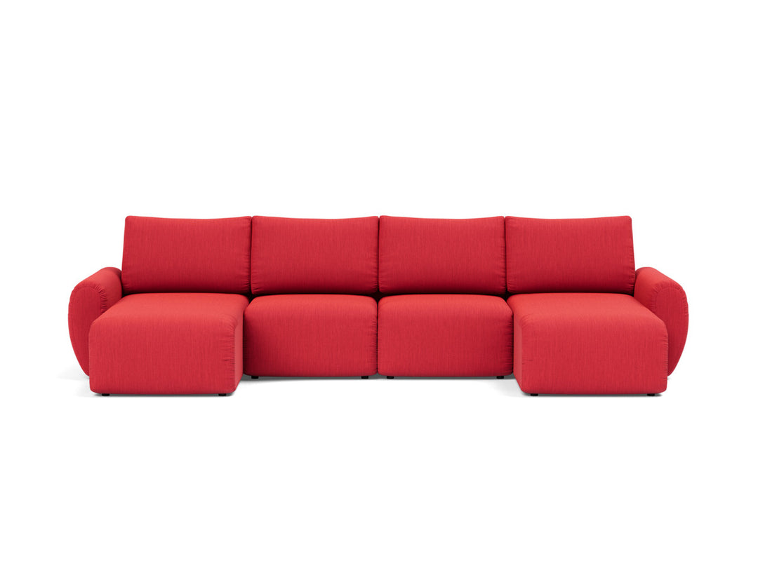 Canapea extensibila in forma de U Norum cu brate rotunjite 145x320cm, tesatura la alegere #material_511-elegance-red