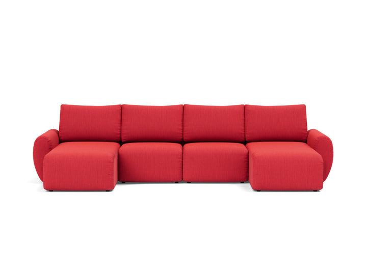 Canapea extensibila in forma de U Norum cu brate rotunjite 145x320cm, tesatura la alegere #material_511-elegance-red