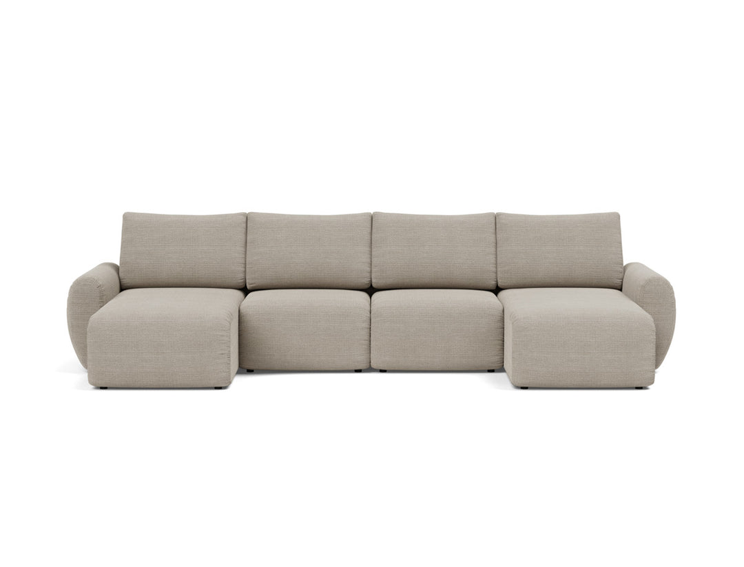 Canapea extensibila in forma de U Norum cu brate rotunjite 145x320cm, tesatura la alegere #material_579-kenya-gravel