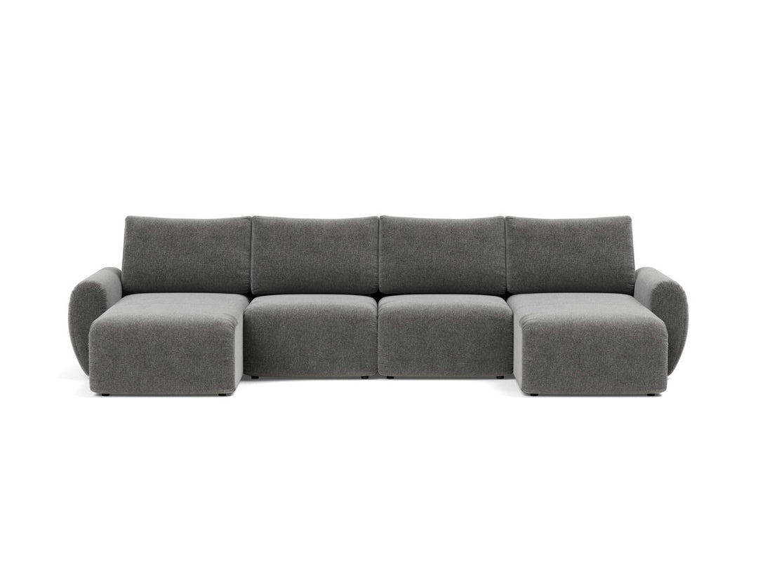 Canapea extensibila in forma de U Norum cu brate rotunjite 145x320cm, tesatura la alegere #material_563-twist-charcoal