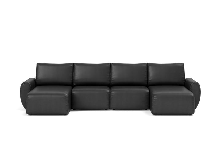 Canapea extensibila in forma de U Norum cu brate rotunjite 145x320cm, tesatura la alegere #material_550-faunal-black