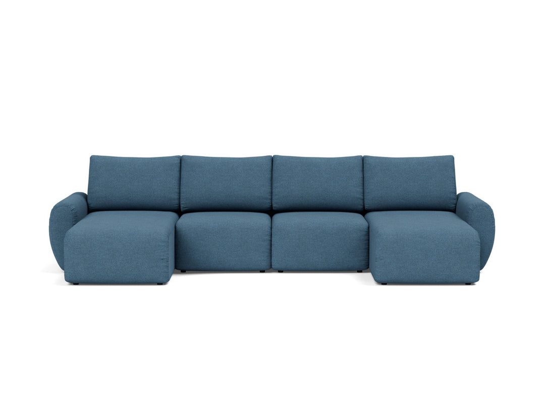Canapea extensibila in forma de U Norum cu brate rotunjite 145x320cm, tesatura la alegere #material_302-weda-blue