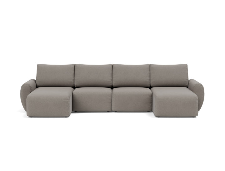 Canapea extensibila in forma de U Norum cu brate rotunjite 145x320cm, tesatura la alegere #material_521-mixed-dance-grey