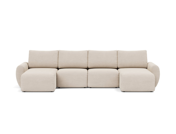 Canapea extensibila in forma de U Norum cu brate rotunjite 145x320cm, tesatura la alegere #material_612-blida-sand-grey