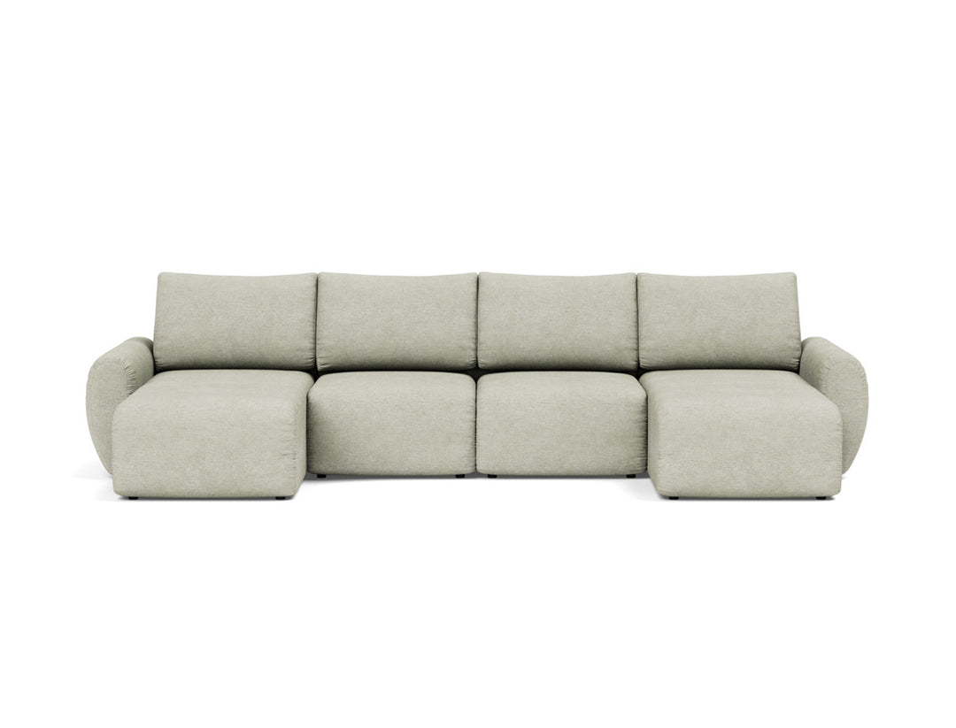 Canapea extensibila in forma de U Norum cu brate rotunjite 145x320cm, tesatura la alegere #material_280-avella-sand