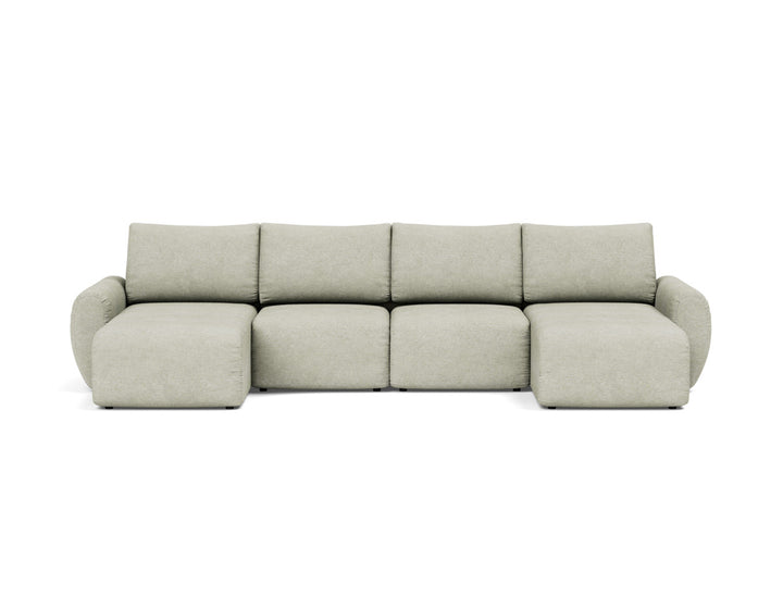 Canapea extensibila in forma de U Norum cu brate rotunjite 145x320cm, tesatura la alegere #material_280-avella-sand