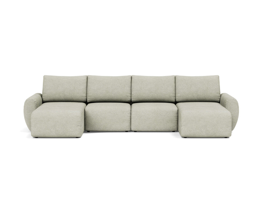 Canapea extensibila in forma de U Norum cu brate rotunjite 145x320cm, tesatura la alegere #material_280-avella-sand