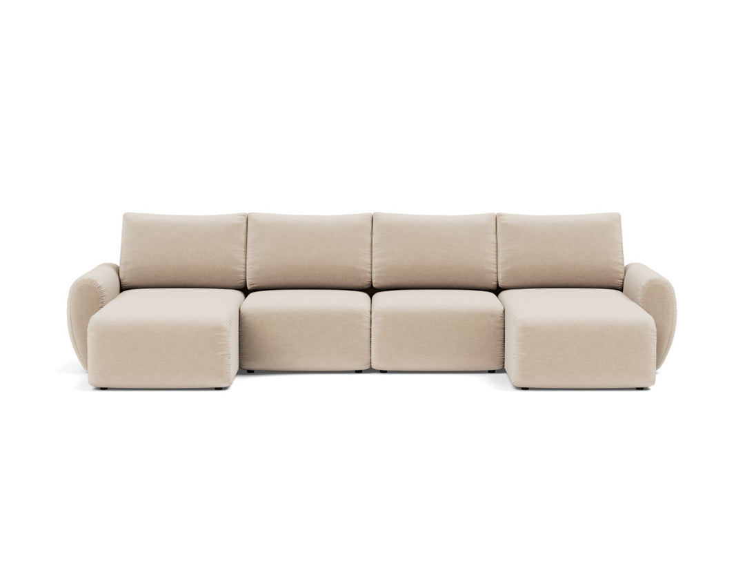 Canapea extensibila in forma de U Norum cu brate rotunjite 145x320cm, tesatura la alegere #material_410-esina-almond
