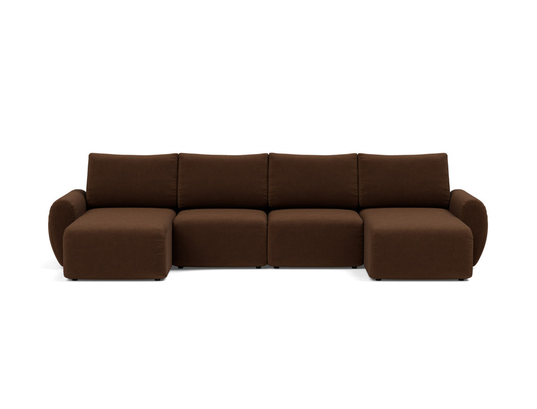 Canapea extensibila in forma de U Norum cu brate rotunjite 145x320cm, tesatura la alegere #material_359-taura-cappuccino