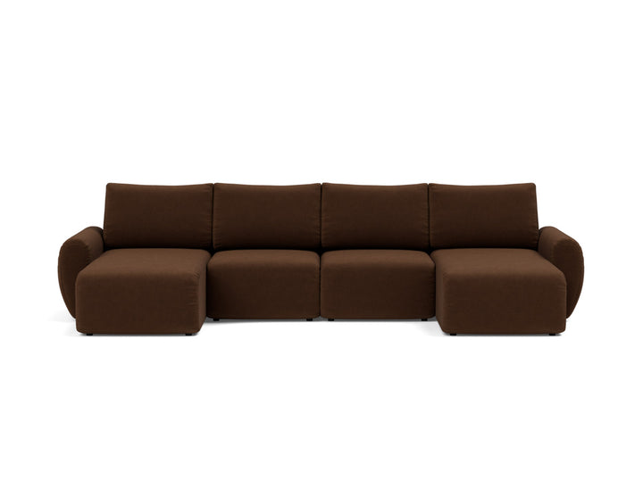 Canapea extensibila in forma de U Norum cu brate rotunjite 145x320cm, tesatura la alegere #material_359-taura-cappuccino