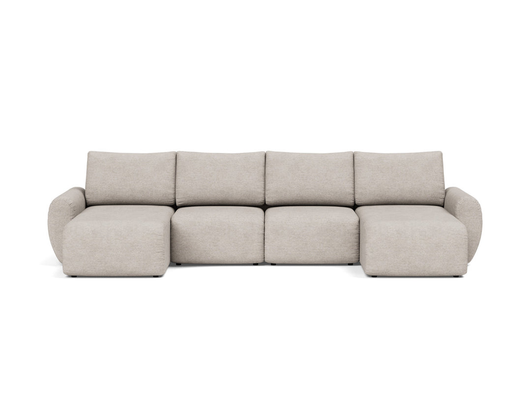 Canapea extensibila in forma de U Norum cu brate rotunjite 145x320cm, tesatura la alegere #material_471-yuveno-sand