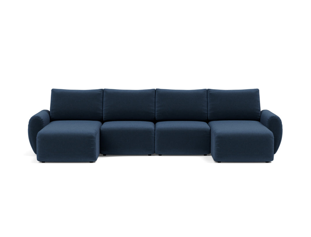 Canapea extensibila in forma de U Norum cu brate rotunjite 145x320cm, tesatura la alegere #material_414-esina-indigo-blue