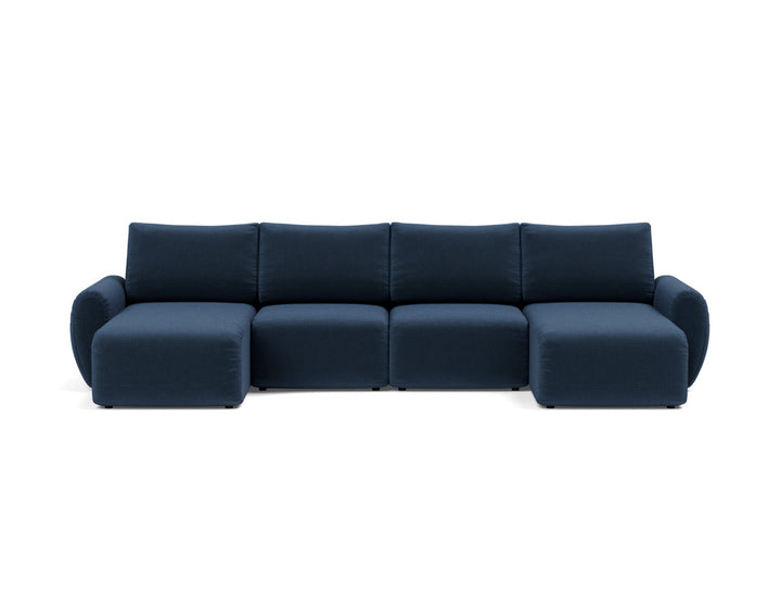 Canapea extensibila in forma de U Norum cu brate rotunjite 145x320cm, tesatura la alegere #material_414-esina-indigo-blue