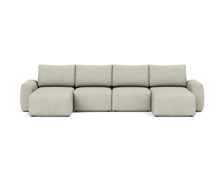 Canapea extensibila in forma de U Norum cu brate masive 145x320cm, tesatura la alegere #material_280-avella-sand