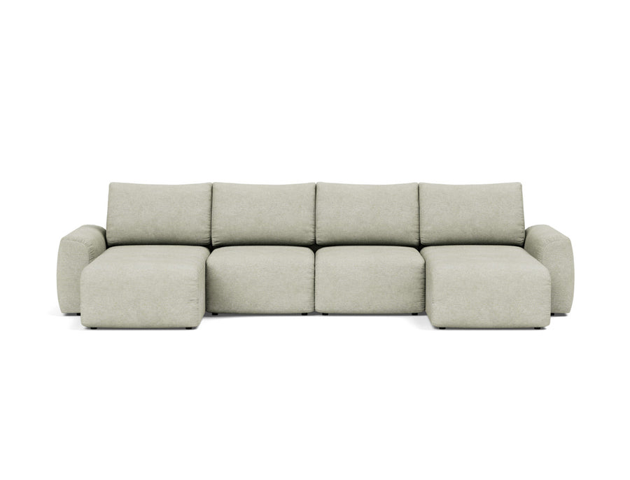 Canapea extensibila in forma de U Norum cu brate masive 145x320cm, tesatura la alegere #material_280-avella-sand