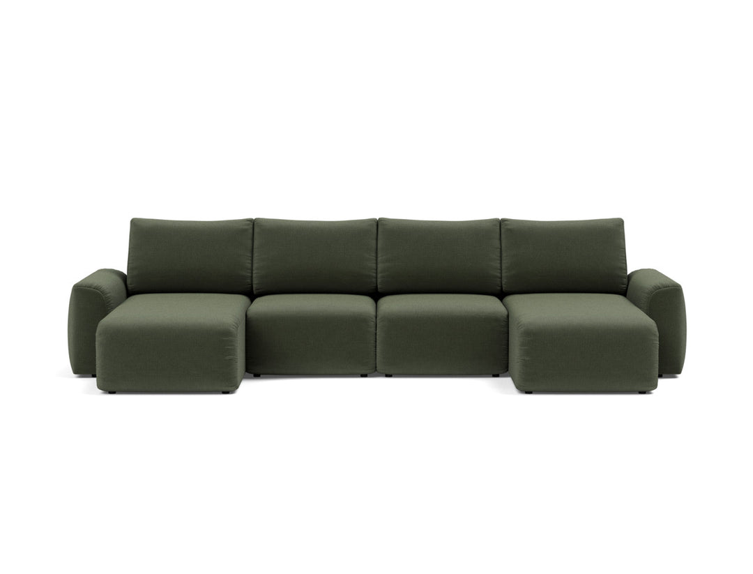 Canapea extensibila in forma de U Norum cu brate masive 145x320cm, tesatura la alegere #material_413-esina-olive-green
