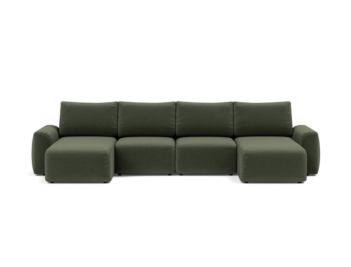 Canapea extensibila in forma de U Norum cu brate masive 145x320cm, tesatura la alegere #material_413-esina-olive-green