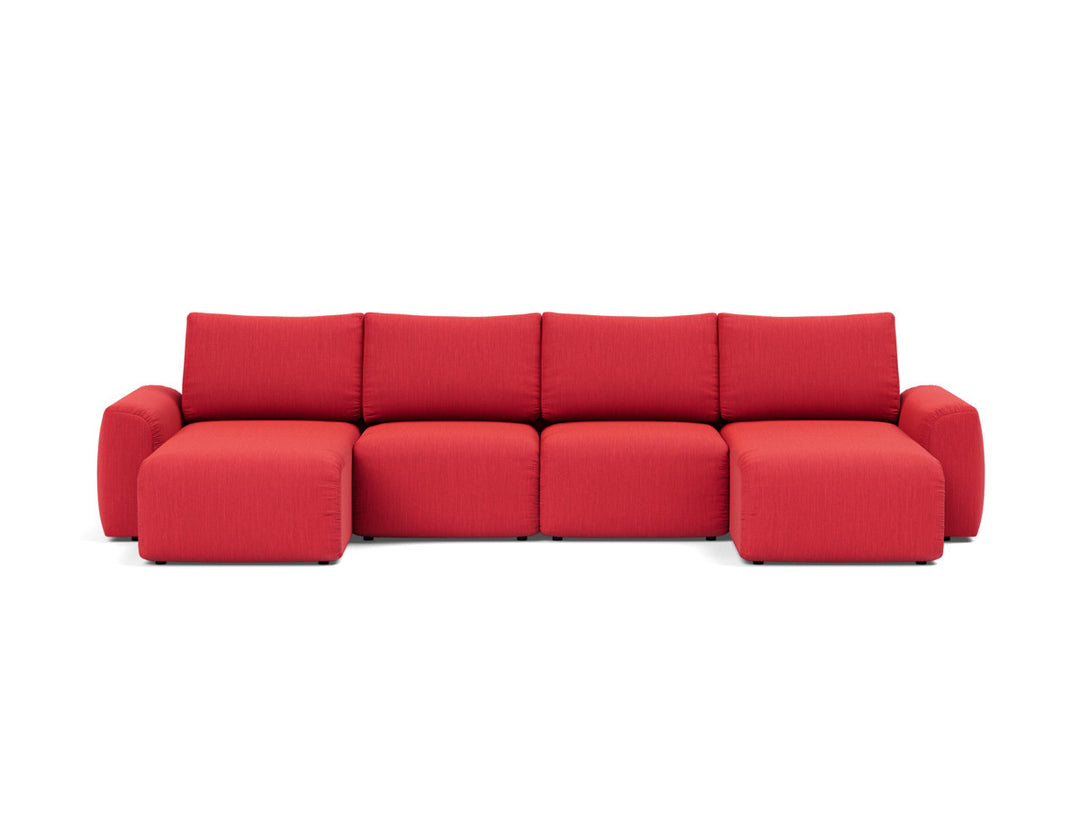 Canapea extensibila in forma de U Norum cu brate masive 145x320cm, tesatura la alegere #material_511-elegance-red