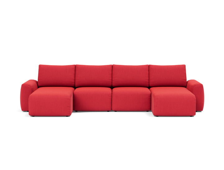 Canapea extensibila in forma de U Norum cu brate masive 145x320cm, tesatura la alegere #material_511-elegance-red