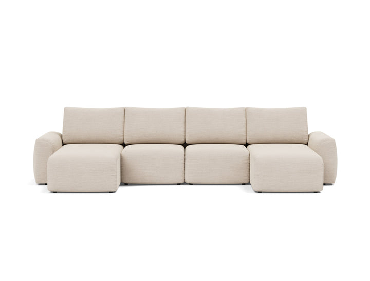 Canapea extensibila in forma de U Norum cu brate masive 145x320cm, tesatura la alegere #material_612-blida-sand-grey