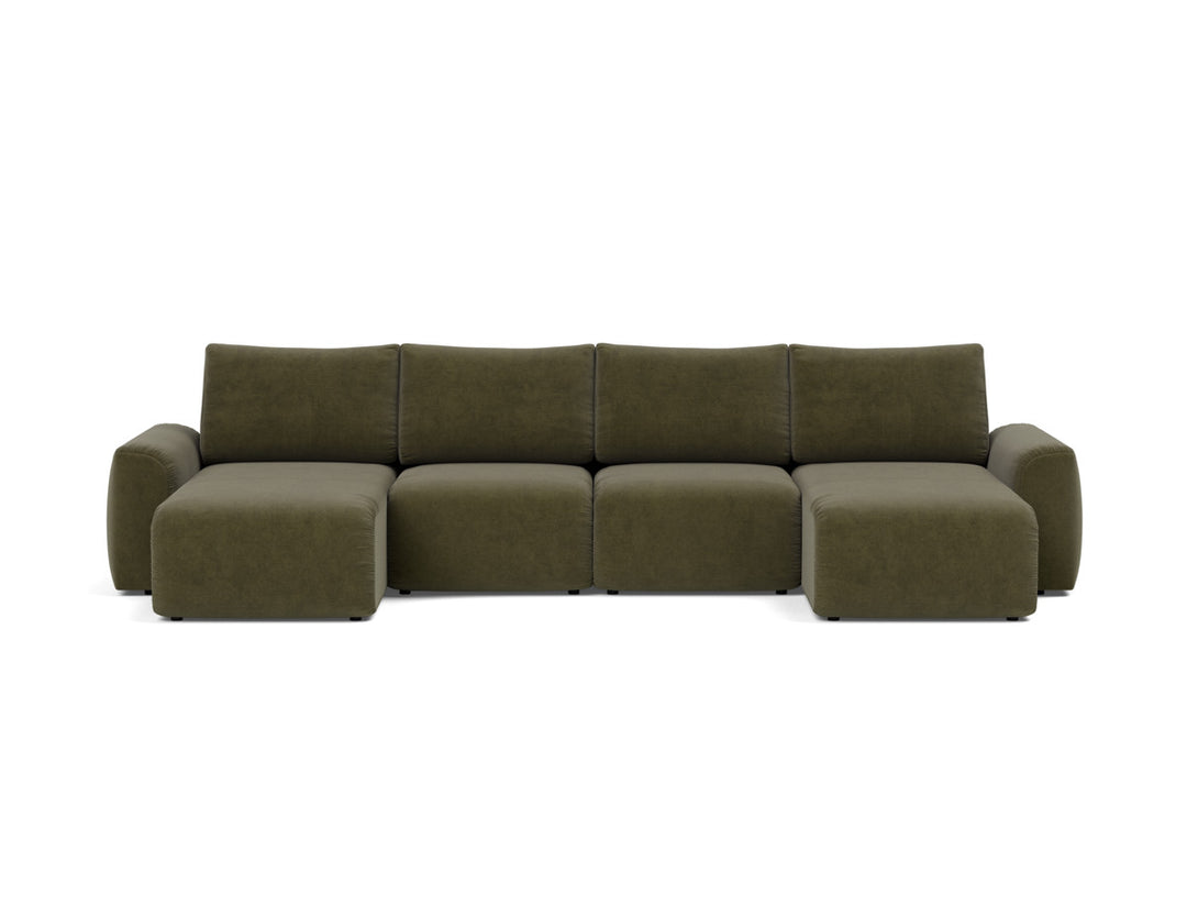 Canapea extensibila in forma de U Norum cu brate masive 145x320cm, tesatura la alegere #material_316-cordufine-pine-green