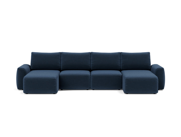 Canapea extensibila in forma de U Norum cu brate masive 145x320cm, tesatura la alegere #material_414-esina-indigo-blue
