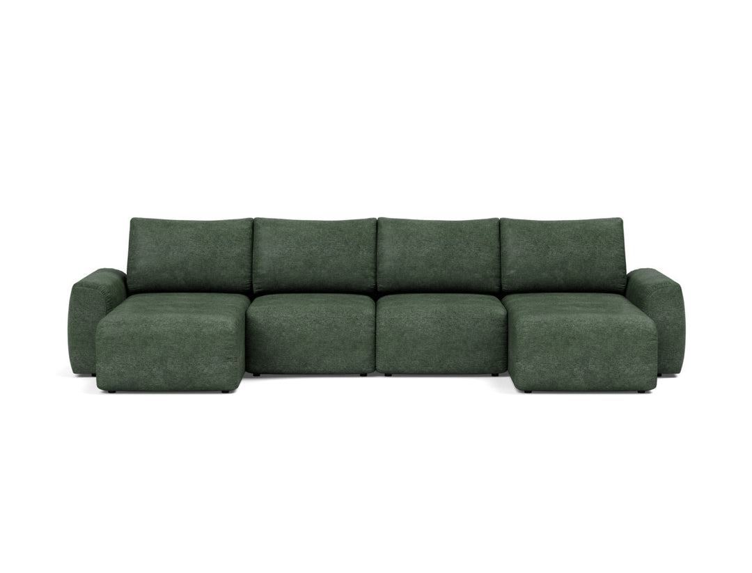 Canapea extensibila in forma de U Norum cu brate masive 145x320cm, tesatura la alegere #material_281-avella-pine-green