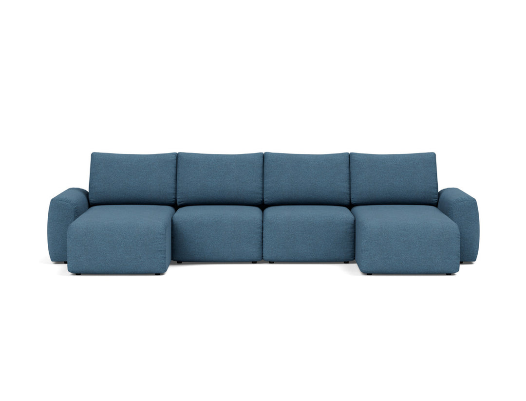 Canapea extensibila in forma de U Norum cu brate masive 145x320cm, tesatura la alegere #material_302-weda-blue