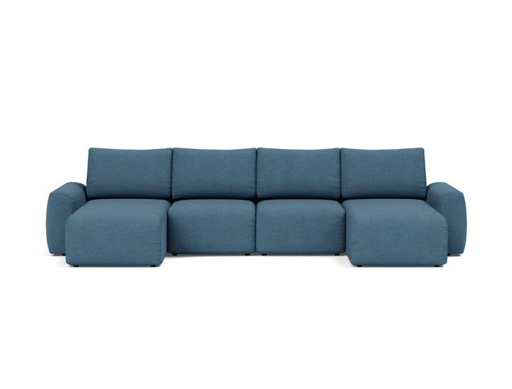 Canapea extensibila in forma de U Norum cu brate masive 145x320cm, tesatura la alegere #material_302-weda-blue
