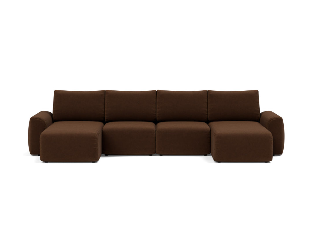 Canapea extensibila in forma de U Norum cu brate masive 145x320cm, tesatura la alegere #material_359-taura-cappuccino