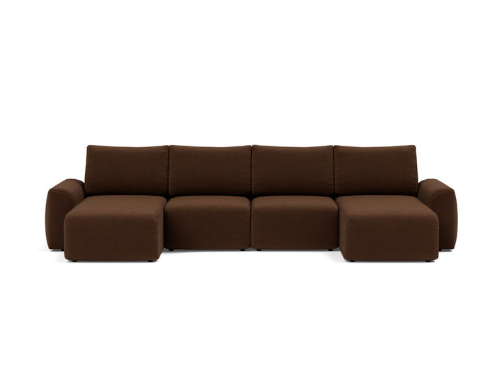 Canapea extensibila in forma de U Norum cu brate masive 145x320cm, tesatura la alegere #material_359-taura-cappuccino