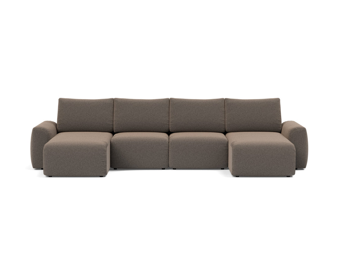Canapea extensibila in forma de U Norum cu brate masive 145x320cm, tesatura la alegere #material_530-boucl-taupe