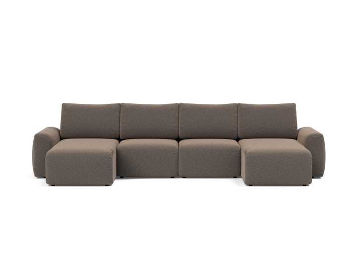 Canapea extensibila in forma de U Norum cu brate masive 145x320cm, tesatura la alegere #material_530-boucl-taupe