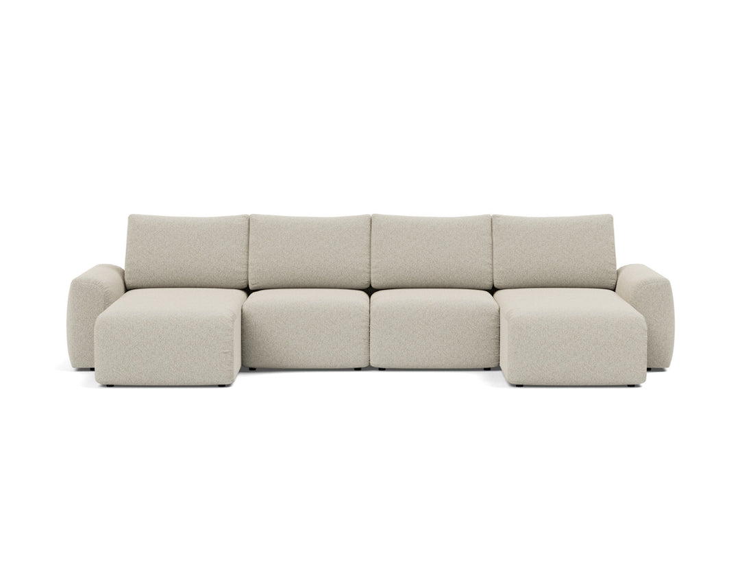 Canapea extensibila in forma de U Norum cu brate masive 145x320cm, tesatura la alegere #material_539-boucl-beige