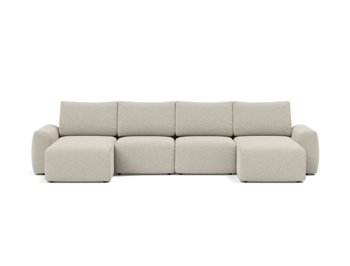 Canapea extensibila in forma de U Norum cu brate masive 145x320cm, tesatura la alegere #material_539-boucl-beige