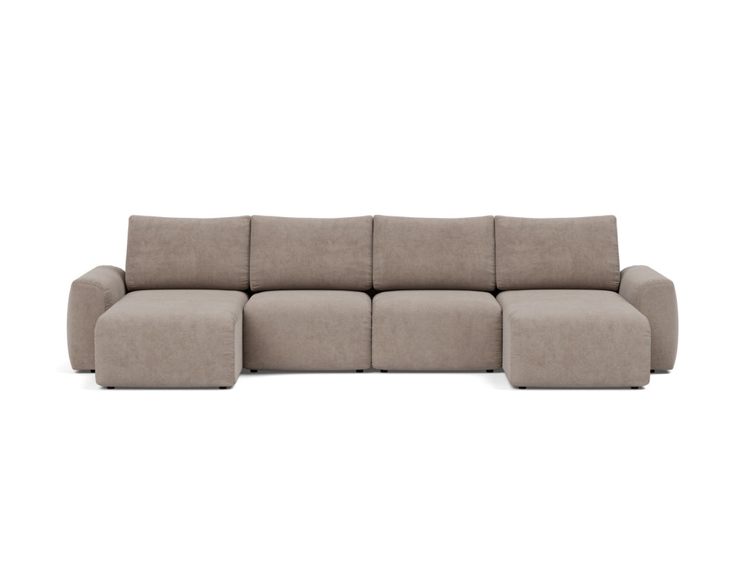 Canapea extensibila in forma de U Norum cu brate masive 145x320cm, tesatura la alegere #material_318-cordufine-beige