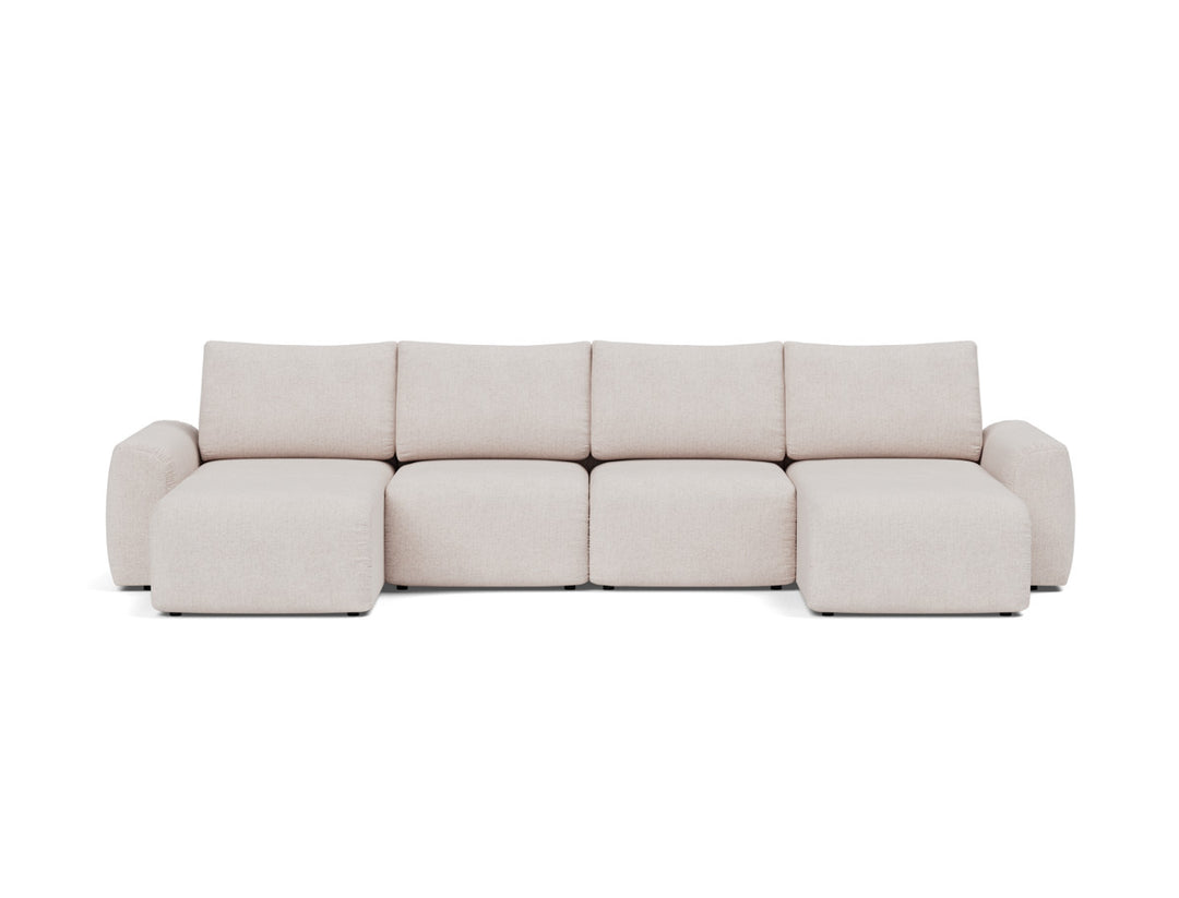 Canapea extensibila in forma de U Norum cu brate masive 145x320cm, tesatura la alegere #material_300-weda-sand