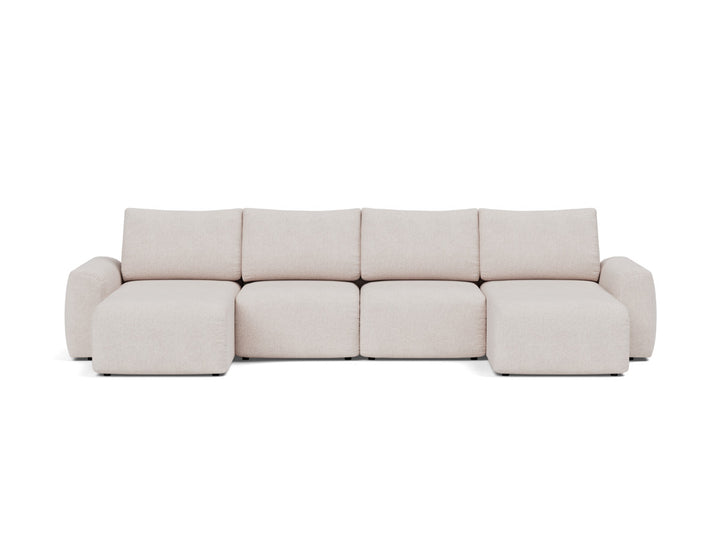 Canapea extensibila in forma de U Norum cu brate masive 145x320cm, tesatura la alegere #material_300-weda-sand