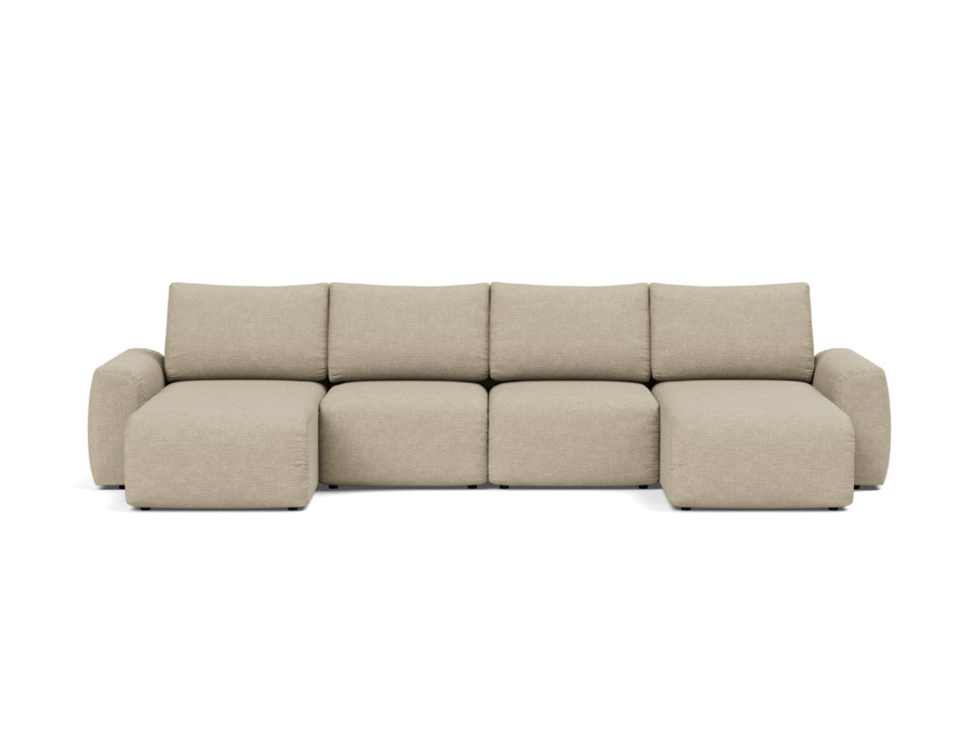 Canapea extensibila in forma de U Norum cu brate masive 145x320cm, tesatura la alegere #material_356-taura-sand