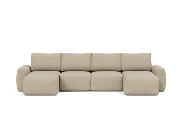 Canapea extensibila in forma de U Norum cu brate masive 145x320cm, tesatura la alegere #material_356-taura-sand