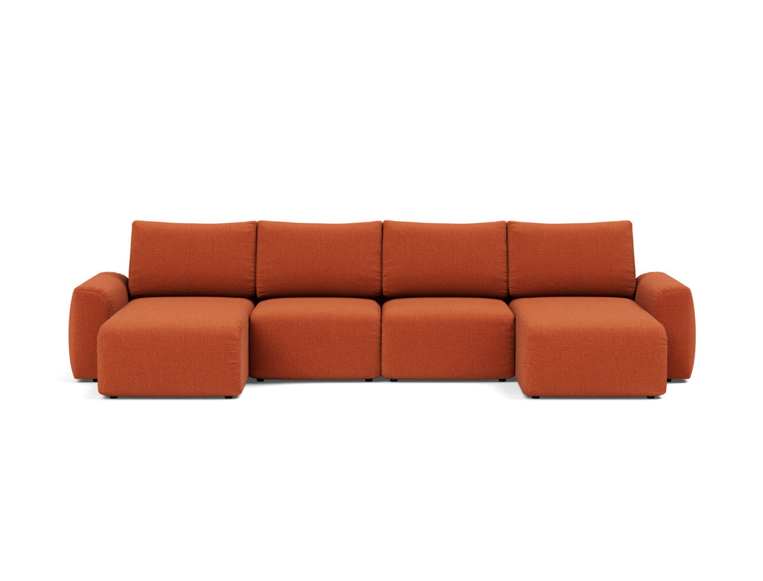 Canapea extensibila in forma de U Norum cu brate masive 145x320cm, tesatura la alegere #material_412-esina-rust-orange