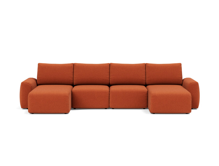 Canapea extensibila in forma de U Norum cu brate masive 145x320cm, tesatura la alegere #material_412-esina-rust-orange