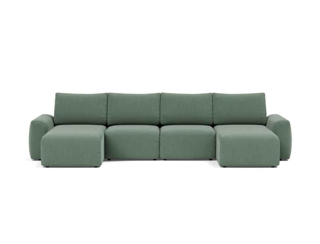 Canapea extensibila in forma de U Norum cu brate masive 145x320cm, tesatura la alegere #material_518-elegance-green