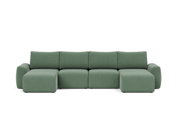Canapea extensibila in forma de U Norum cu brate masive 145x320cm, tesatura la alegere #material_518-elegance-green